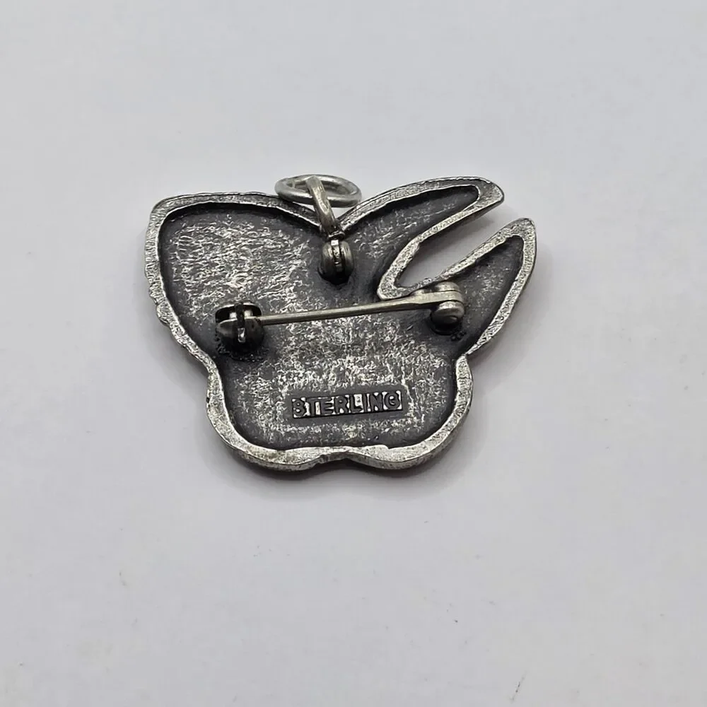 World Peace 1970s Butterfly, Dove, Helping Hands, Floral Brooch/Pendent Sterling